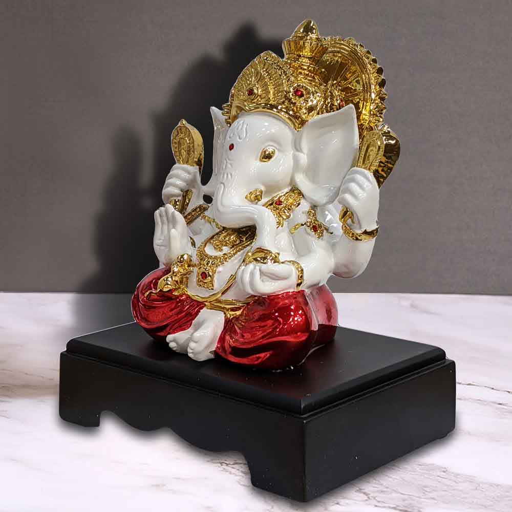 Ashirwada Pose Ganesha Idol In Golden Color